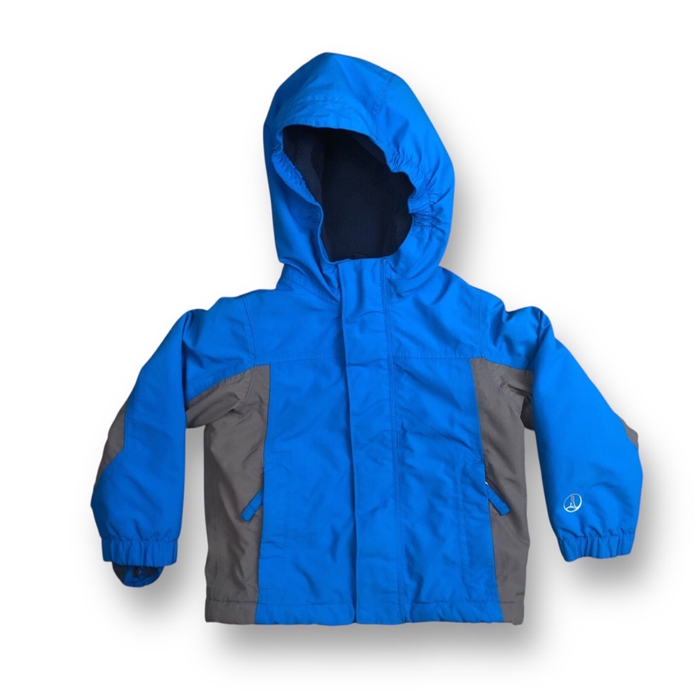 Lands’ End Squall Full Zip Fleece Lined Hooded Coat Blue Gray Toddler 3T